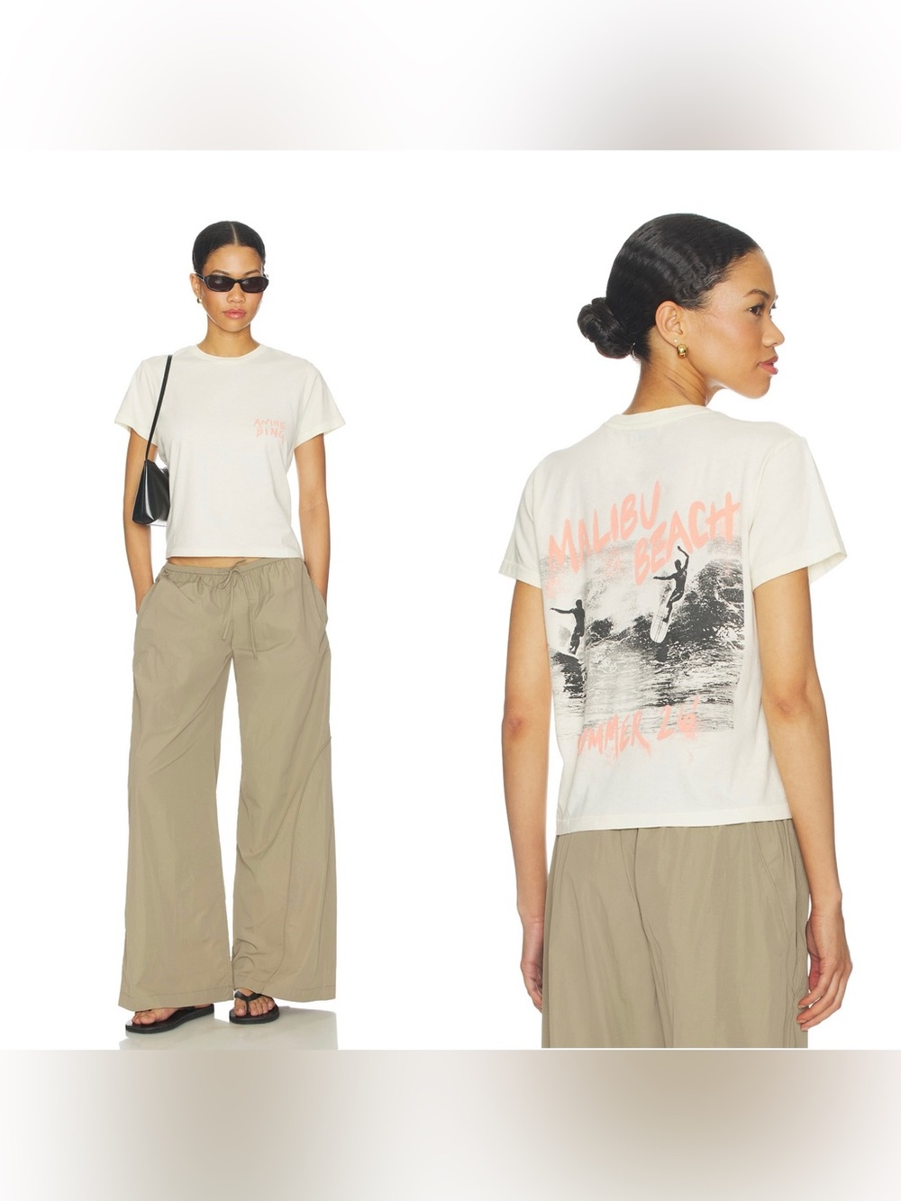 NWT ANINE BING Shelley Tee Surfer in Washed Buttercream
